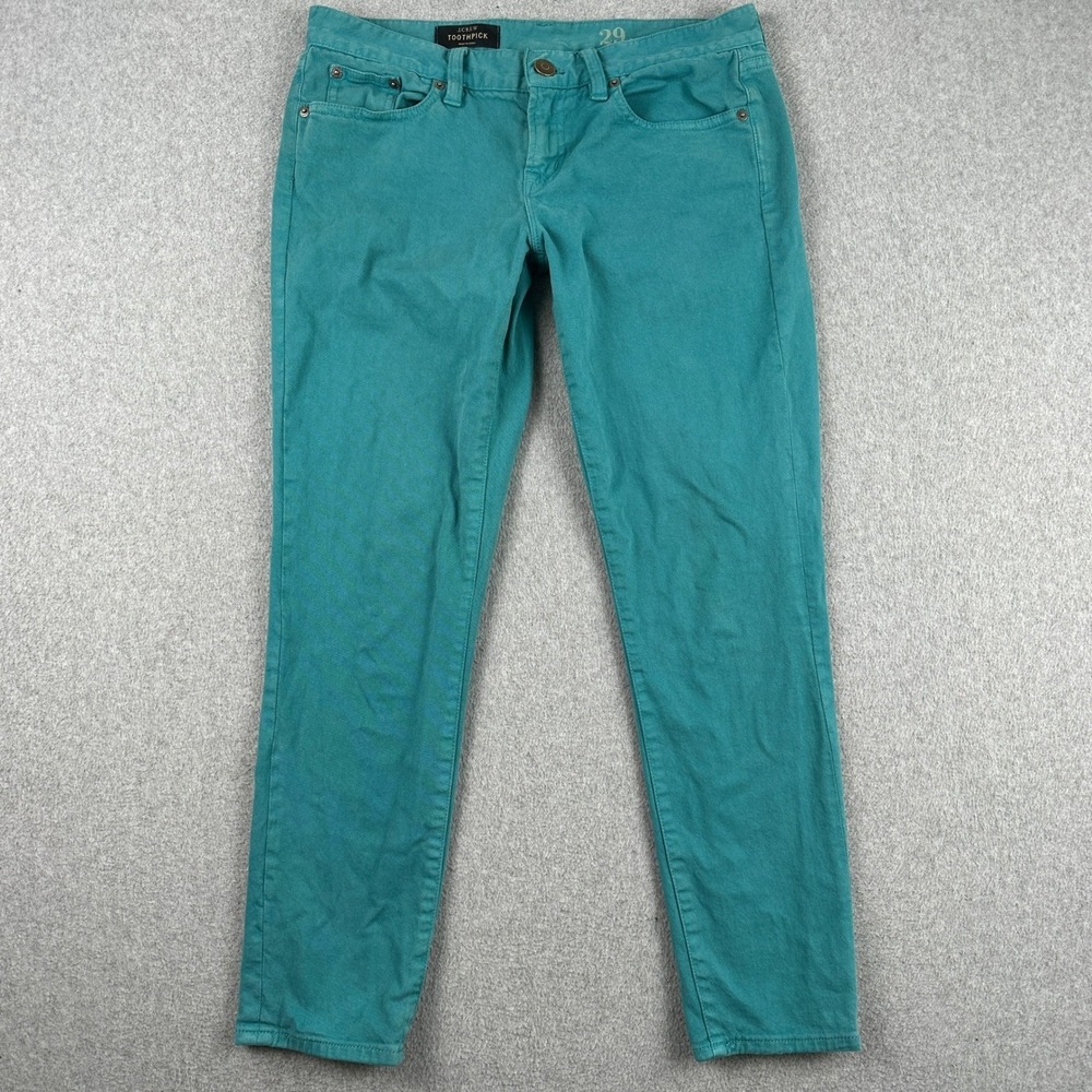 J.Crew Jeans Womens 29 Teal Toothpick Ankle Skinny Stretch Denim Pants